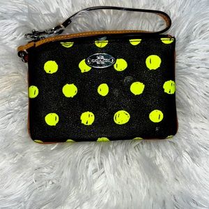 Green Polka Dot Wristlet Coach Brand